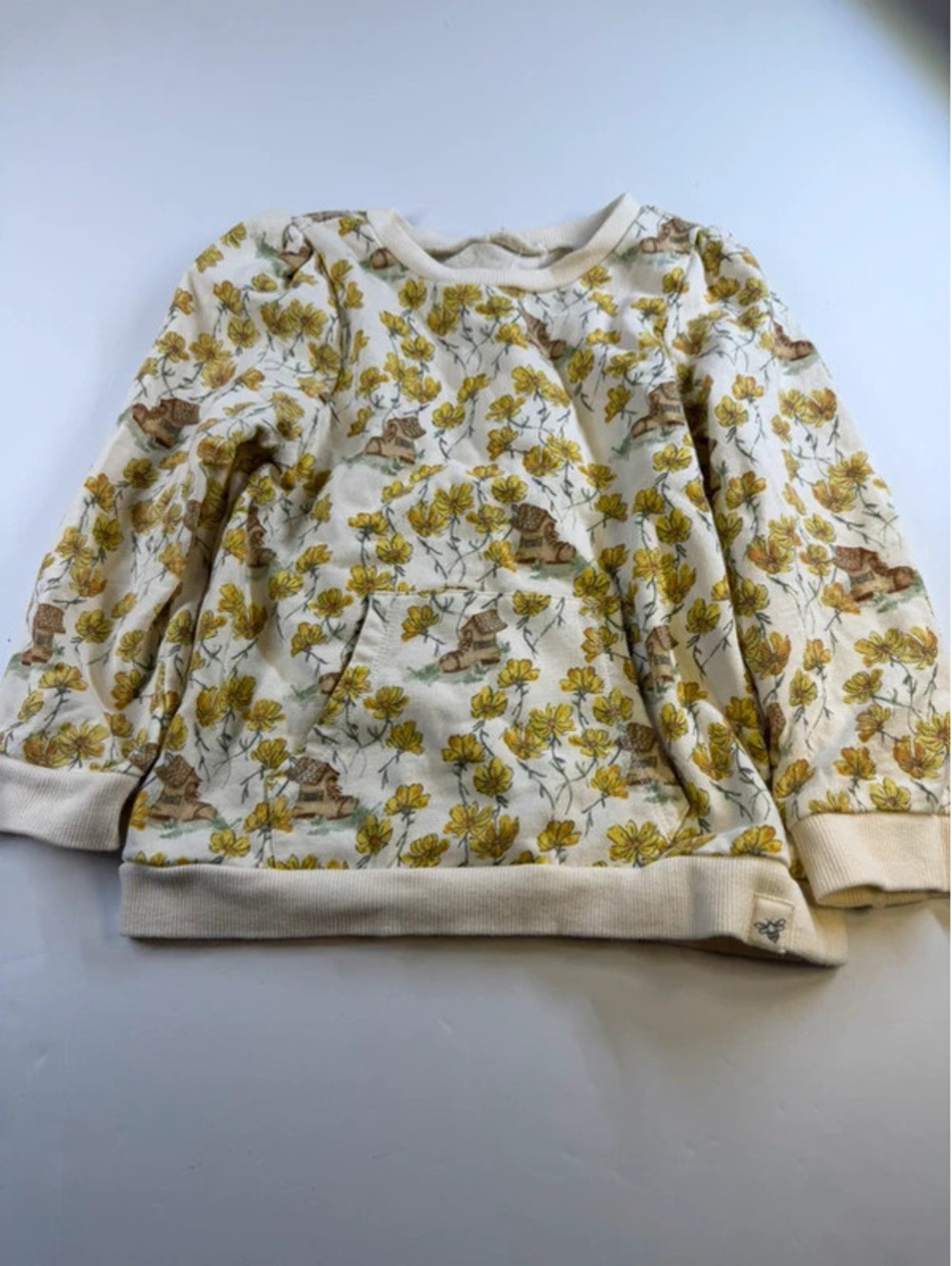 Burt's Bees Baby Size 3T Organic Cotton Floral Boot Pullover Sweatshirt